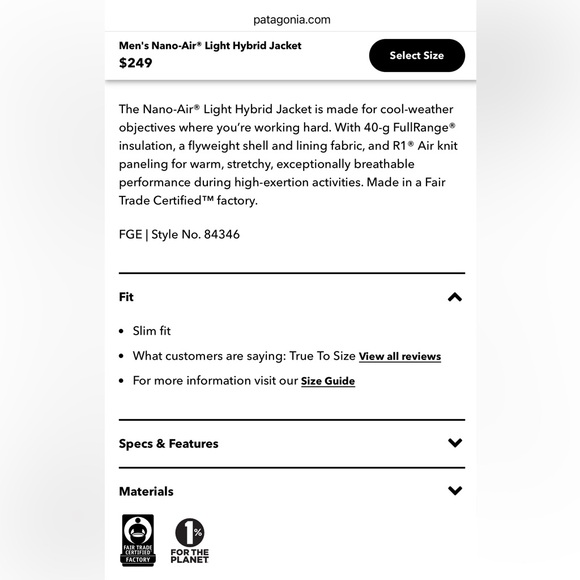 Patagonia Nano-Air® Light Hybrid Jacket - Picture 7 of 7